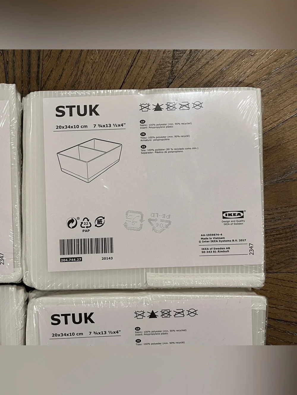 4 - IKEA STUK Storage Box Containers Compartments White 7 ¾x13 ½x4